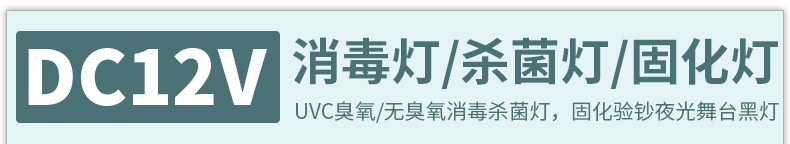DC12V紫外线灯固化黑管紫光灯消毒灯杀菌灯蓝光灯