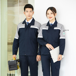 Spring and Autumn pure cotton anti-static work clothes men's long-sleeved wear-resistant work clothes electric welding auto repair factory workshop pure cotton work clothes