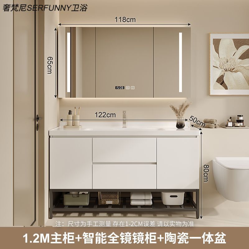 浴室キャビネット セラミック一体型洗面器 浴室洗面台 カウンタートップ一体型洗面台 キャビネット組み合わせ洗面台 浴室|undefined