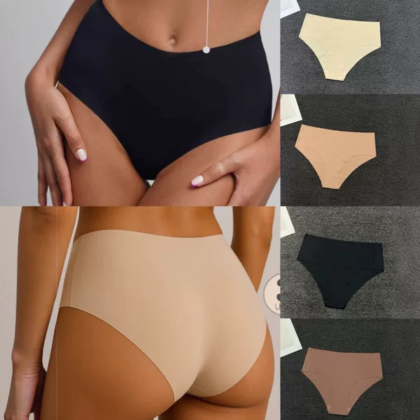 Amazon Cross-Border Seamless Underwear European and American Foreign Trade Skin-Friendly Sexy Solid Color Breathable High-Waist Ice Silk Large Size Underwear for Women