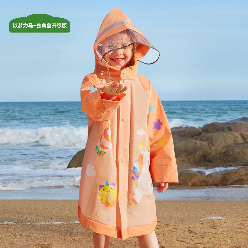 KK Árbol Niños impermeable niños y niñas poncho de doble ala ropa a prueba de lluvia kindergarten bebé con mochila dinosaurio