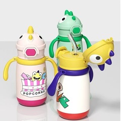 恐竜子供保温カップ赤ちゃんストロー水カップ学飲カップ恐竜カップ幼児ハンドルカップ外出赤ちゃんストロー