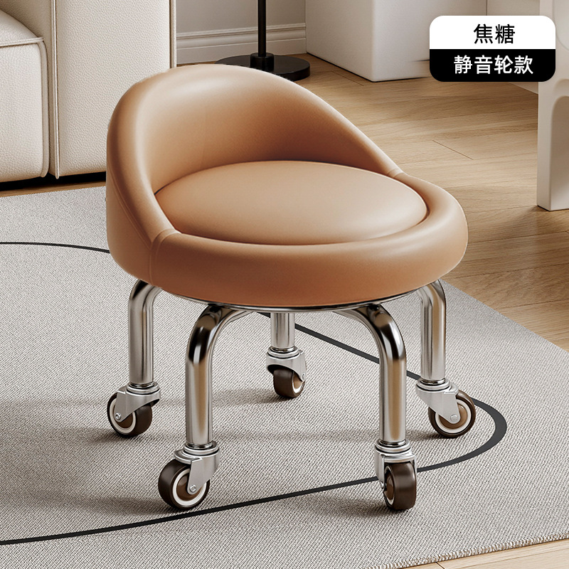 Rueda universal taburete pequeño polea doméstica taburete redondo pedicura banquete baños bajos banquetes para bebés banquetes de cambio de zapatos silenciosos multifuncionales