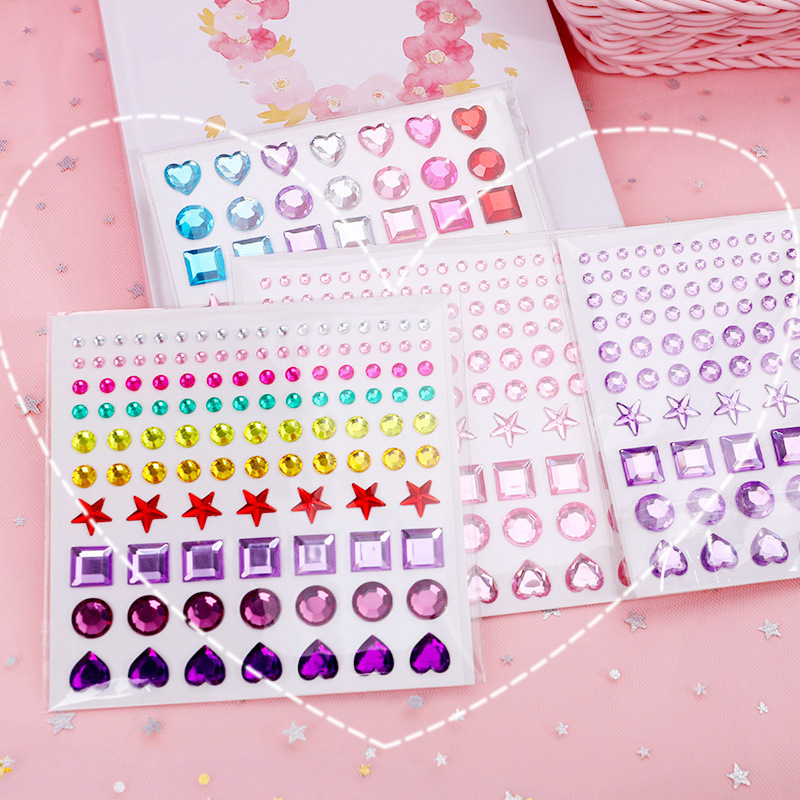 Coreano ins corazón de niña brillante estrella cristal diamante pegatinas de niños niñas amor mampostería 3D pegatinas de cuentas de mano