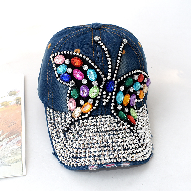 Women's Elegant Exaggerated Sweet Butterfly Rhinestone Curved Eaves Baseball Cap display picture 3