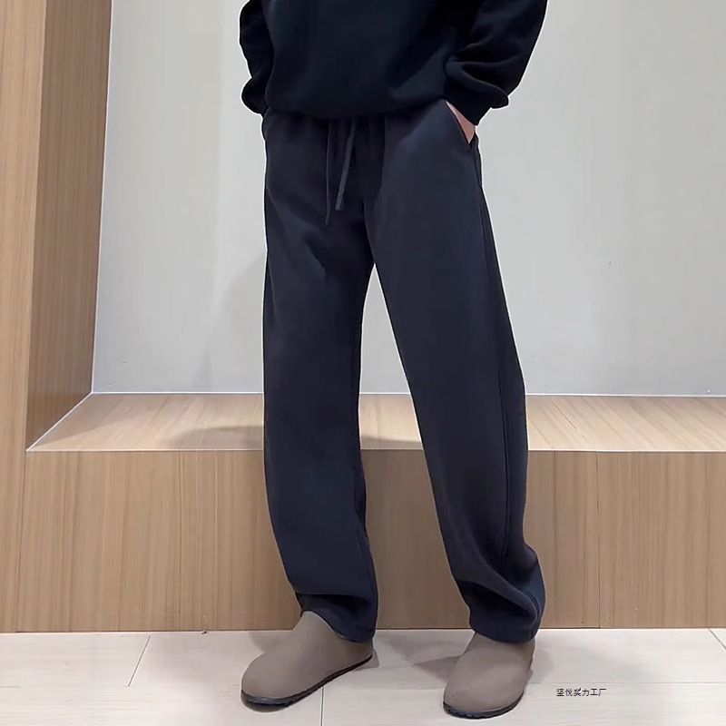 2025 Spring Simple Trendy Scimitar Casual Pants Men's High-End Loose Versatile Banana Pants Straight Wide-Leg Sweatpants