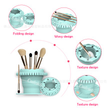 跨境专供化妆刷硅胶清洁器笔刷收纳晾晒架子懒人便携式折叠洗刷碗