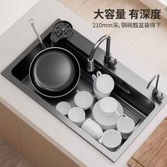 厨房水槽洗菜盆家用台上台中水池盆多功能大单槽不锈钢加厚洗碗池