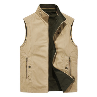 Spring and Autum New Style Reversible Men's Vest Outdoor Photography Loose Sports Sleeveless Vest Vest Jacket 2138