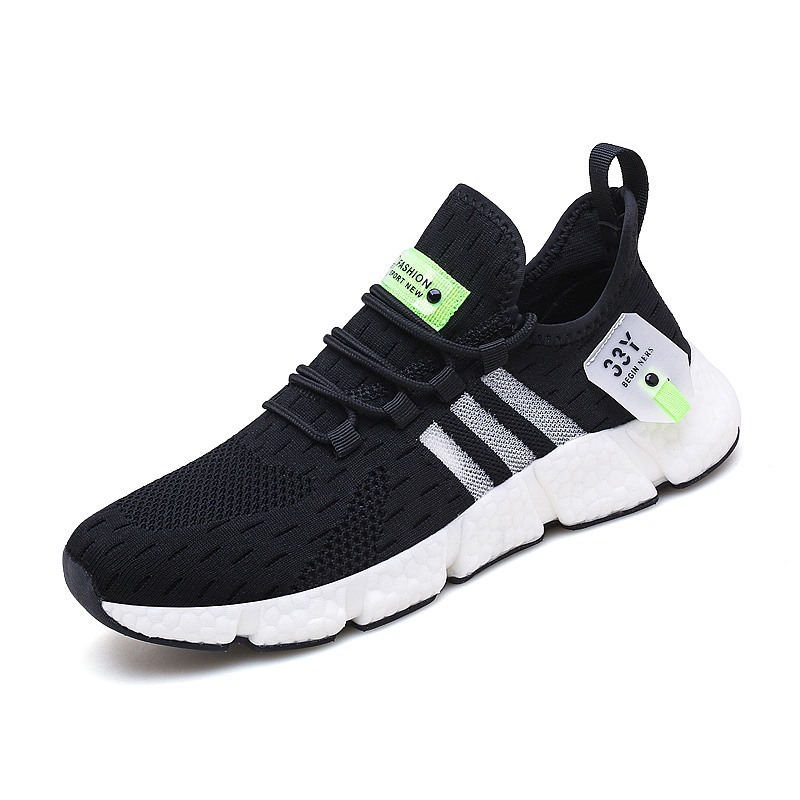 Cross-Border Sports Shoes for Men, Breathable Casual Mesh Shoes, High-Elastic Lightweight Popcorn Soft-Soled Couple Running Shoes, Men's Trendy Shoes