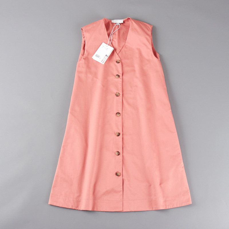 2025 New Women's Scandinavian Niche Cotton V Neck Buttoned Lace-Up Sleeveless Dress 2025 New Women's Scandinavian Niche Cotton V Neck Buttoned Lace-Up Sleeveless Dress