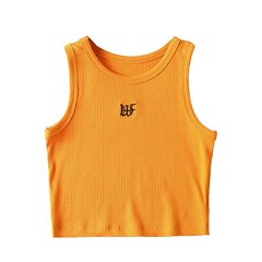 辣妹夏季薄款時尚字母刺繡背心窄肩短款打底無袖背心