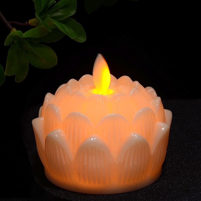Plastic Battery-Operated Swinging Lotus Candle Light, Household Red Candle, Fake Lotus Lamp Ornament, Electronic Light-Emitting Gift