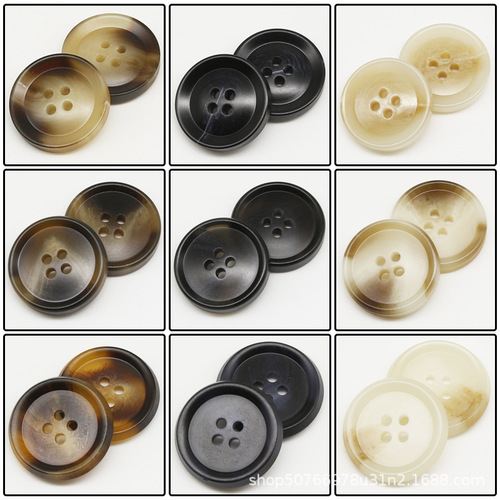 Resin Button High-End Suit Buttons Round Coat Windbreaker Buttons for Men and Women Four-Eye Patterned Buttons