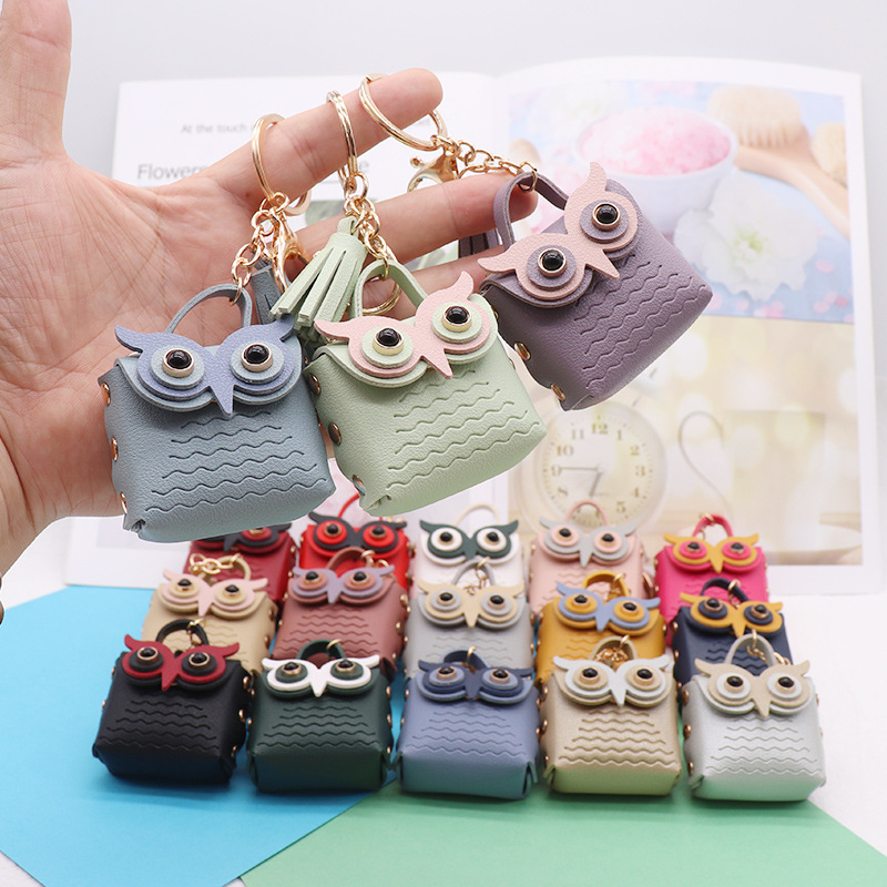 Simple Style Streetwear Owl Pu Leather Unisex Bag Pendant Keychain display picture 1