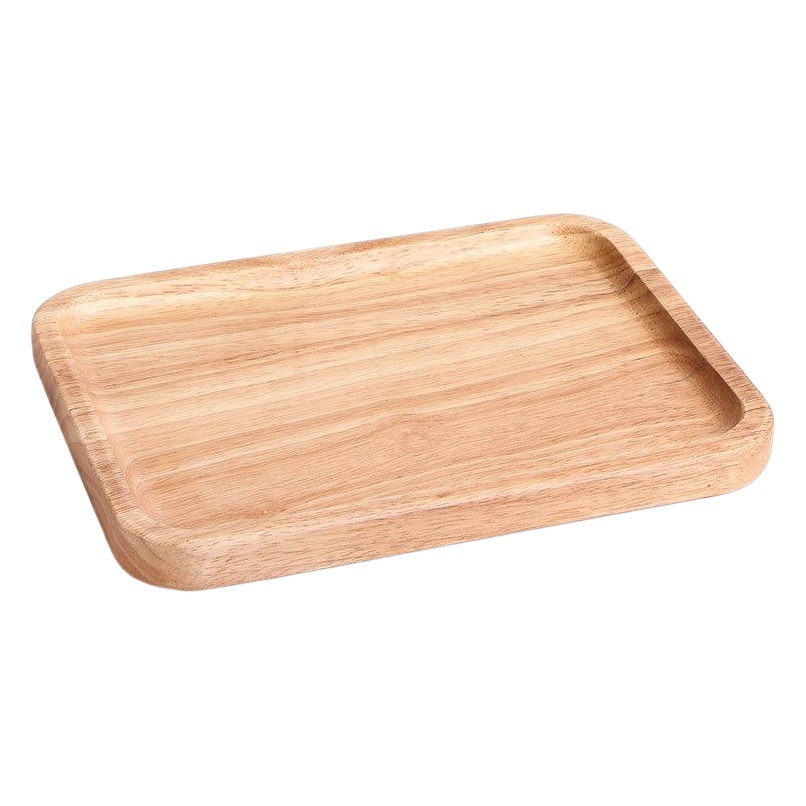 Fábrica directa cuadrada bandeja de madera boutique de goma placa de madera hogar snack placa de madera Placa de fruta en stock al por mayor