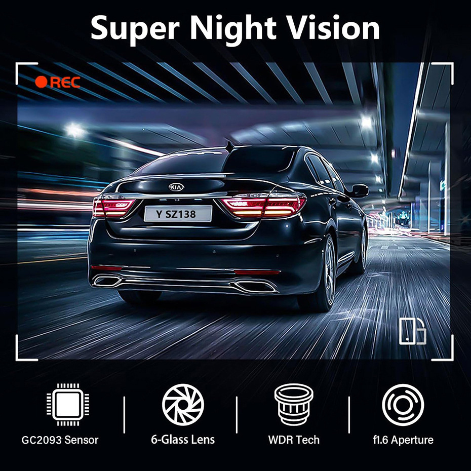 Cross-Border 4K Dash Cam with Wifi, Ultra-High Definition, Front and Rear 24-Hour Parking Monitoring, Gps Reversing Image Navigation Device