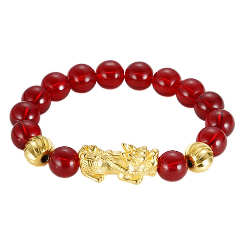 Pulsera de oro de Vietnam hombres y mujeres estilo nacional piedra negra vino rojo imitación oro cuentas accesorios de joyería fábrica suministro directo al por mayor