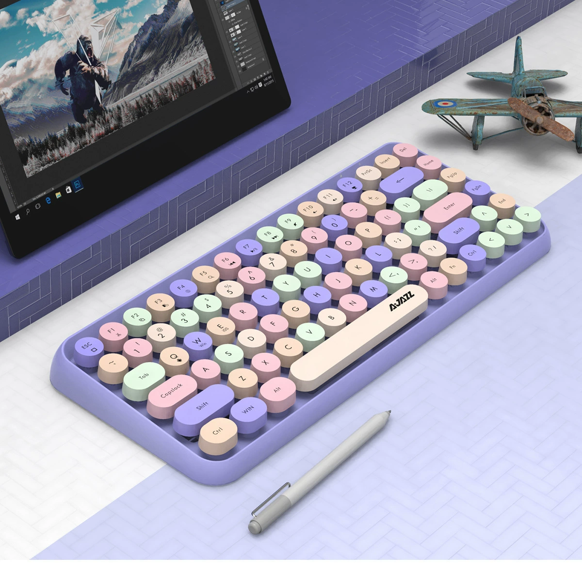 Keyboard, tablet laptop, mobile phone, punk style, bluetooth