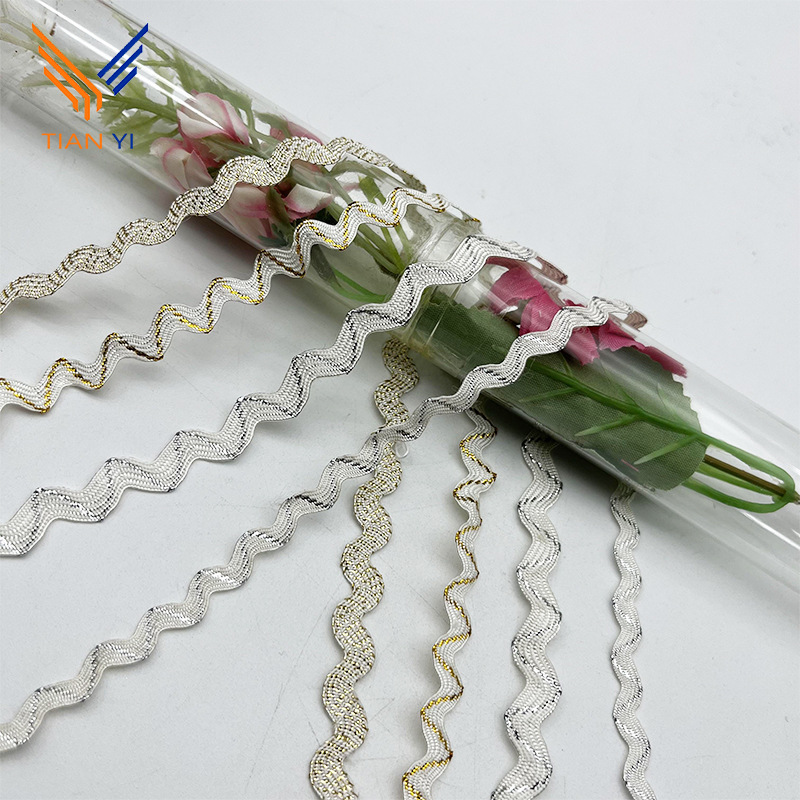 3-5mm de oro y plata onda borde curvo en forma de S cortina de la cinta de encaje ropa de los niños accesorios de la boda accesorios de vestir DIY