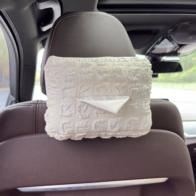 Hanging Bag Decoration for Women, Car tissue box/set - puff-tissue-box-white