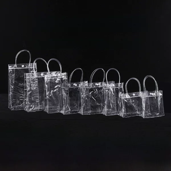 pvc transparent handbag gift bag red wine bag plastic packaging bag pvc beverage bag supermarket shopping bag
