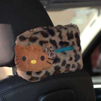 Shoulder Cover Car Interior Decoration | Seat belt shoulder pad - dark-brown-kitty-tissue-bag