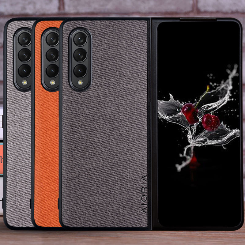 Suitable for [Samsung] Galaxy Z Fold 3 5G Mobile Phone Protective Case Simple Real Cloth Pattern Mobile Phone Case