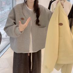 小个子春季简约百搭棒球服外套女早春正流行2025新款宽松圆领开衫