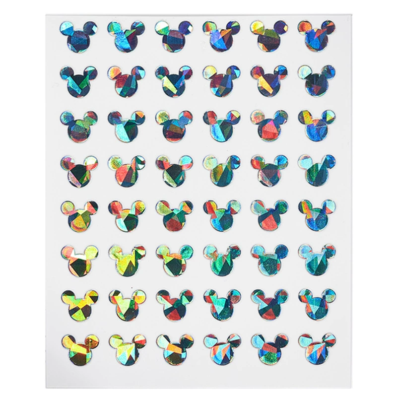 Зарубежные горячие продажи 4 цвета DIY Милая наклейка для дизайна ногтей лазерная Золотая Серебристая черно-белая мультяшная рисовая мышь голова наклейка для ногтей