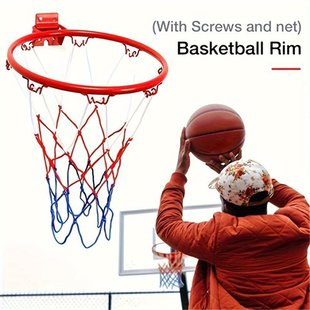 Cross-border hot indoor and outdoor wall-mounted children's basketball frame diameter 32CM kindergarten basketball ring with net screws