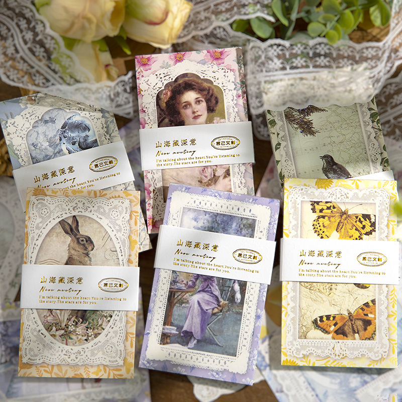 Speech Material Paper Mountain Sea Deep Meaning Series Retro Handmade Diary DIY Material Base Paper 50 Sheets In 6 Styles To Choose