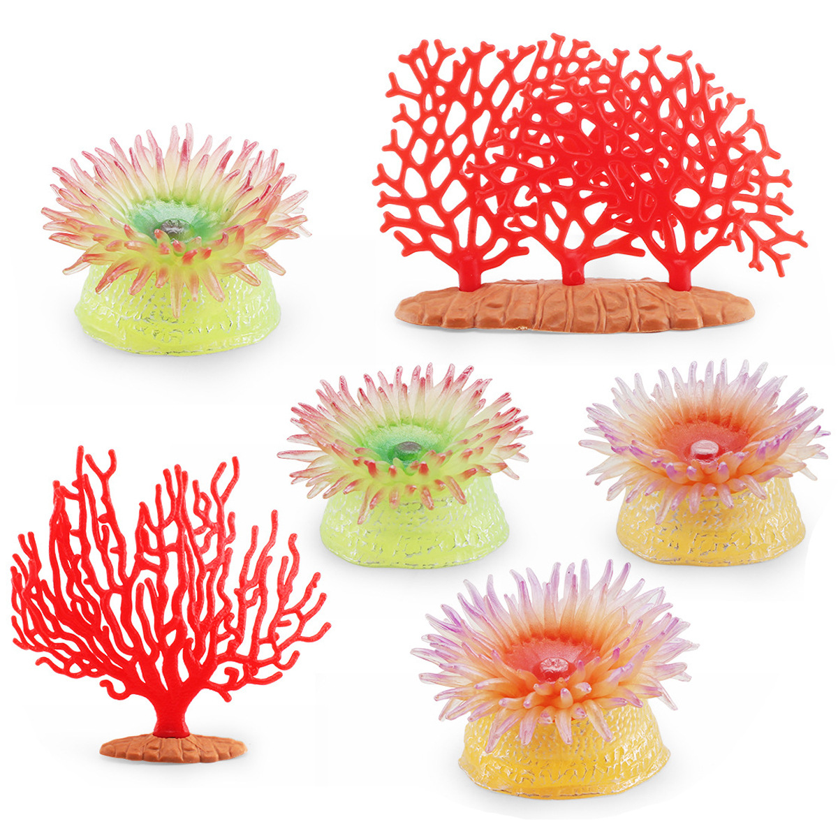 Transfronterizo simulación de Vida Marina anémona coral modelo amarillo verde anémona coral rojo paisaje decoración adornos estáticos