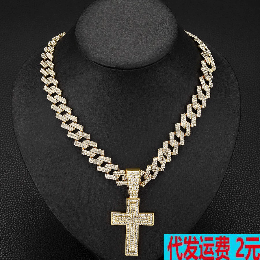Европейский и американский трансграничный сплав полный бриллиант крест подвеска хип-хоп модный тренд рэп для мужчин кубинское колье цепи