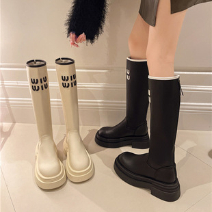 But Knee Maillard Thick Heel Thick Bottom Boots Women's 2024 New Spring and Autumn Dress Increased Slimming Knights Boots