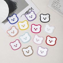 亚克力卡通可爱呆萌小熊镜子贴片DIY手机壳胸针发饰饰品配件材料