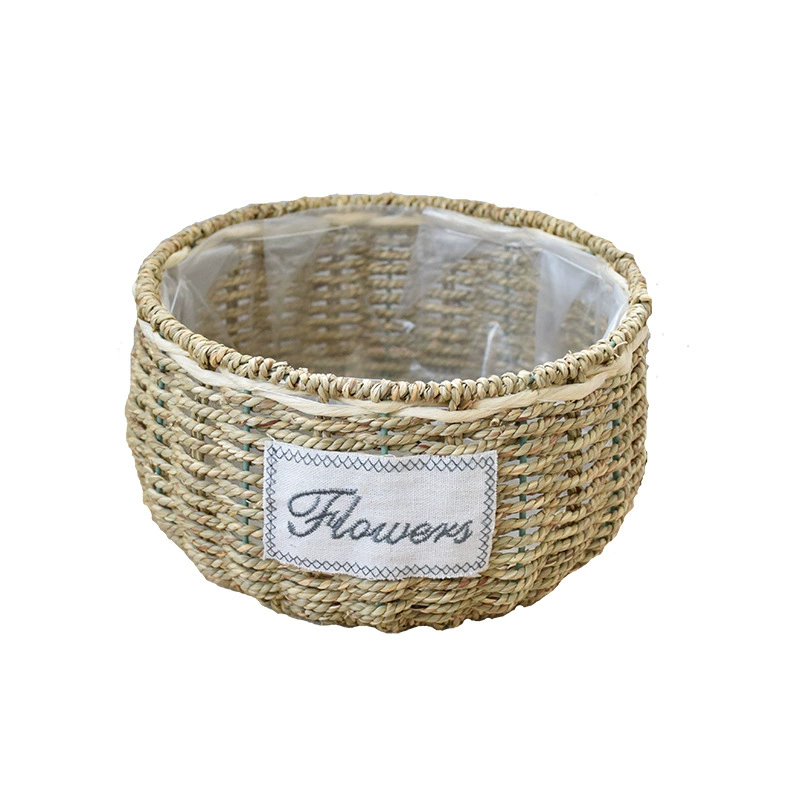 Straw handheld flowerpot, woven basket, J64