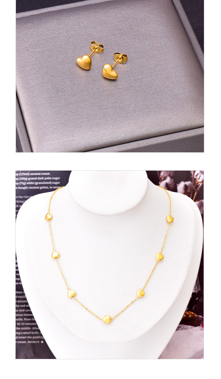Plating Design Sweet Heart Shape Titanium Steel Plating Bracelets Earrings Necklace