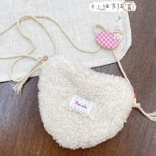 niannian韩国秋冬新款卡通毛绒小熊爱心 时尚可爱斜跨手机包包