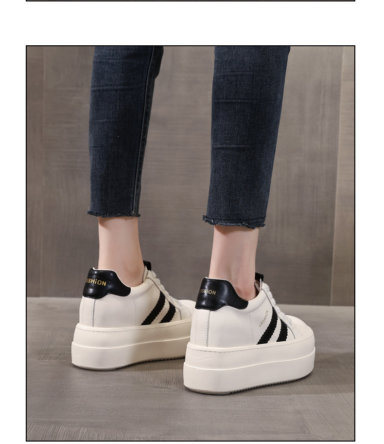 Giày sneaker nữ đế dày tăng chiều cao bên trong, form thể thao mùa xuân — Màu đỏ be chi tiết 13