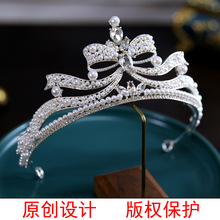 珍珠新款巴洛克新娘皇冠头饰蝴蝶结生日王冠欧式复古结婚礼服饰品