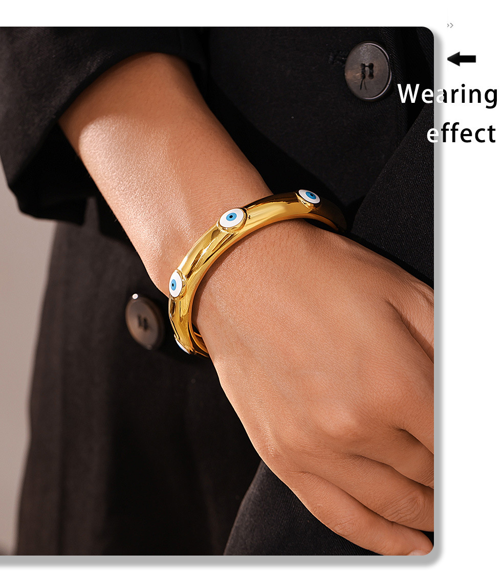 Bracelet œil de diable en acier titane à effet goutte d'huile, accessoire de bracelet personnalisé léger, luxueux et original._voghion.com