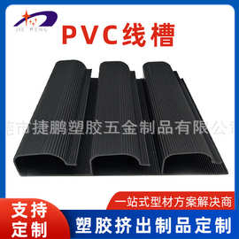 厂家直供PVC跨境大J 理线器电缆通道黑色线槽办公桌专用理线器