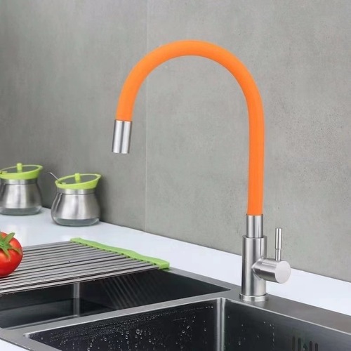 304 stainless steel single cold water faucet colored brushed swivel anti-splash kitchen sink faucet