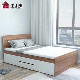 A5L小户型单人床简约现代1.2m榻榻米卧室收纳高箱体储物抽屉床