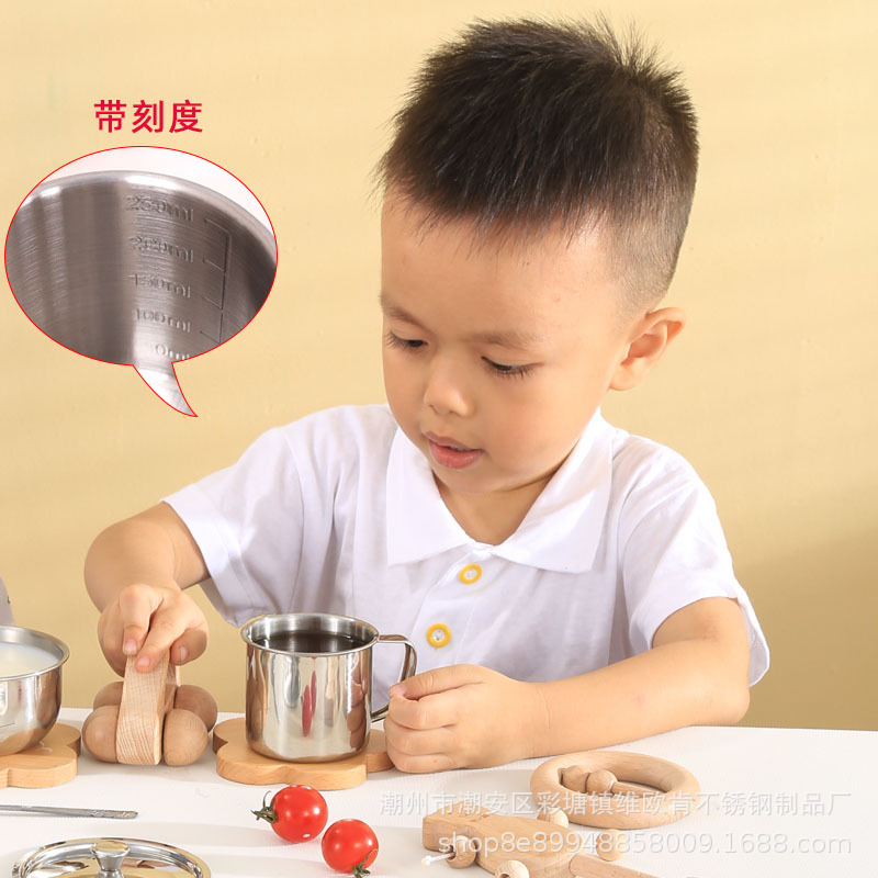 304 taza de medición de escala de acero inoxidable 250ml taza de medicina taza de medición taza de laboratorio para hornear con mango