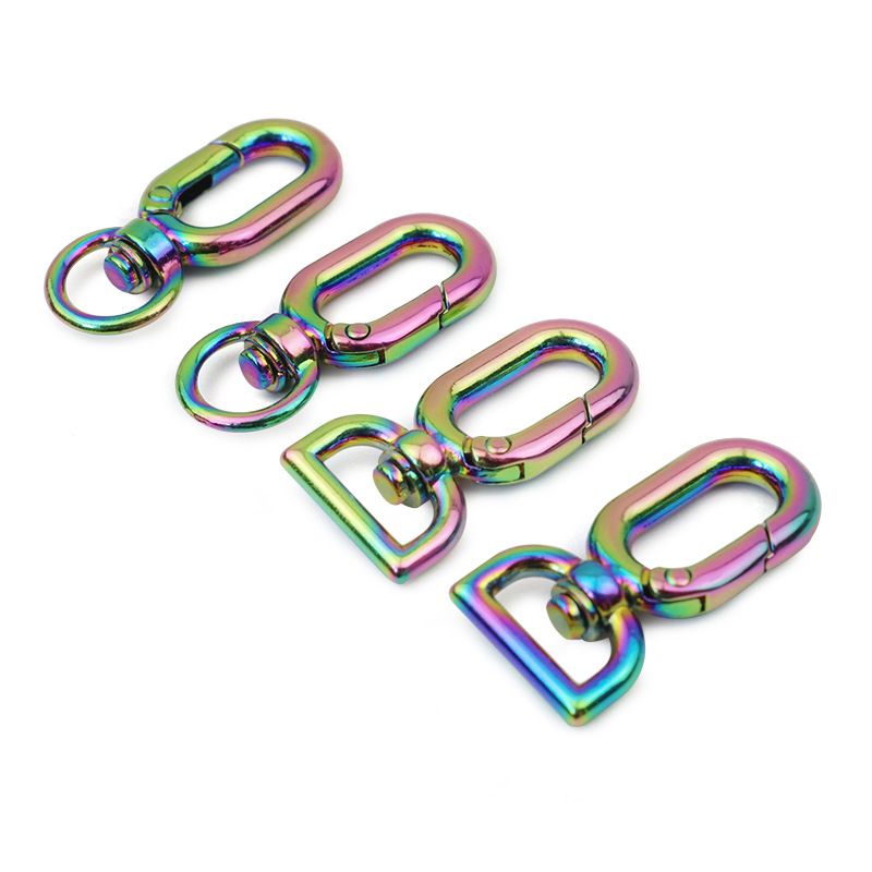 Gancho de hardware de equipaje de oro colorido gancho de aleación de zinc colgante de ropa plateada hebilla en forma de huevo hebilla de resorte de metal de cadena colorida