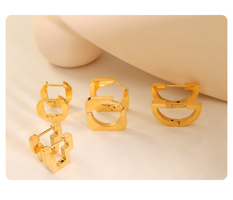 Accessories Fashion Geometric Gold Plated Titanium Steel Ear Clip display picture 2