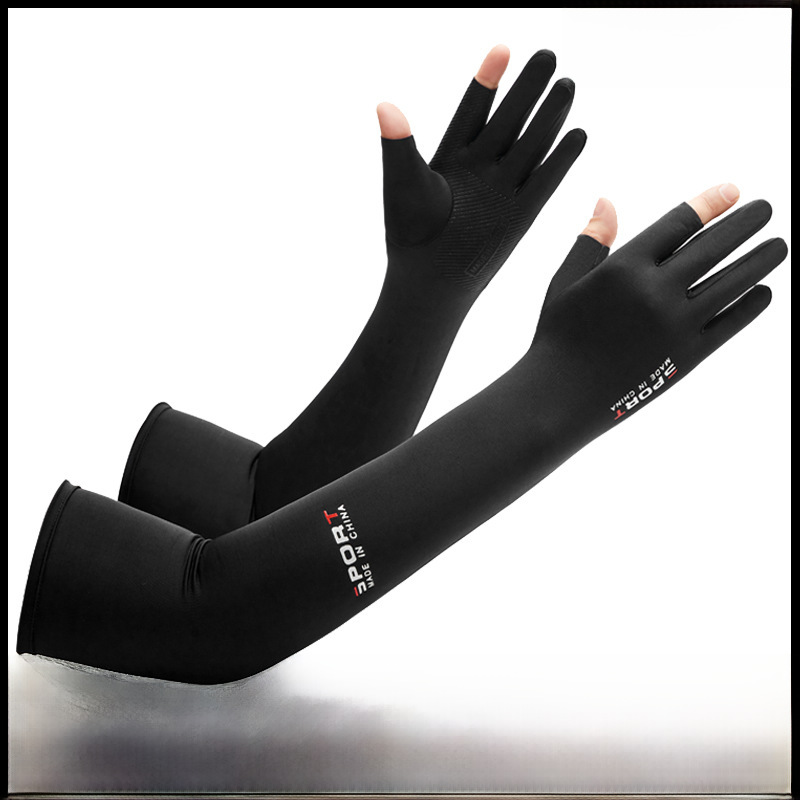 Manchons de protection solaire en soie glacée pour hommes et femmes Sports de plein air équitation conduite gants fins respirants antidérapants anti-transpiration_voghion.com