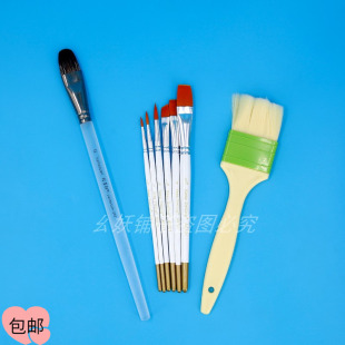 Cartoon Bun and Steamed Bun Water Brush Set, 6 White Nylon Brushes for Gouache and Watercolor Painting, Cartoon Pastry Tools